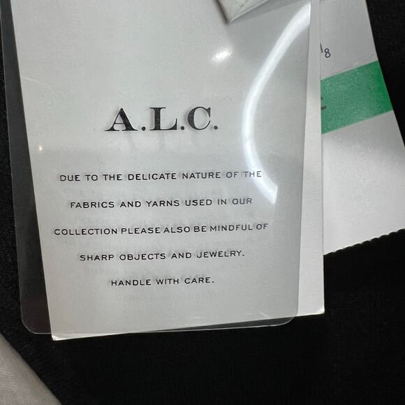 A.L.C. Addison Top Women L Black Luxe Ribbed Knit Asymmetric Cut Out Stretch NEW - Picture 10 of 11